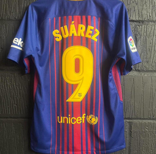 Barcelona 2017/18 Home Shirt - Medium - Suarez 9
