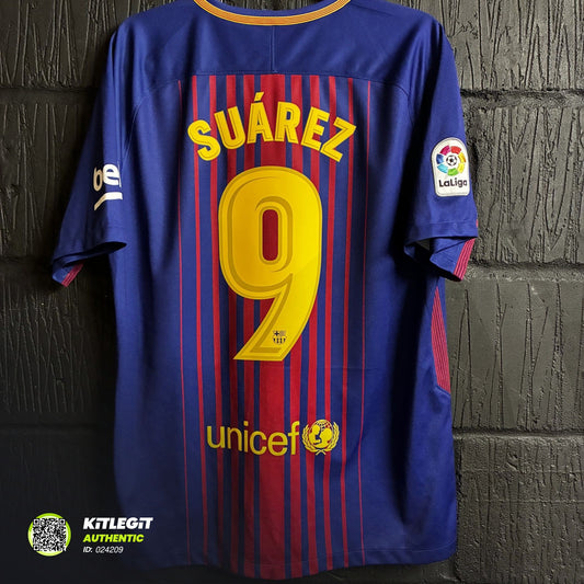 Barcelona 2017/18 Home Shirt - Large - Suarez 9